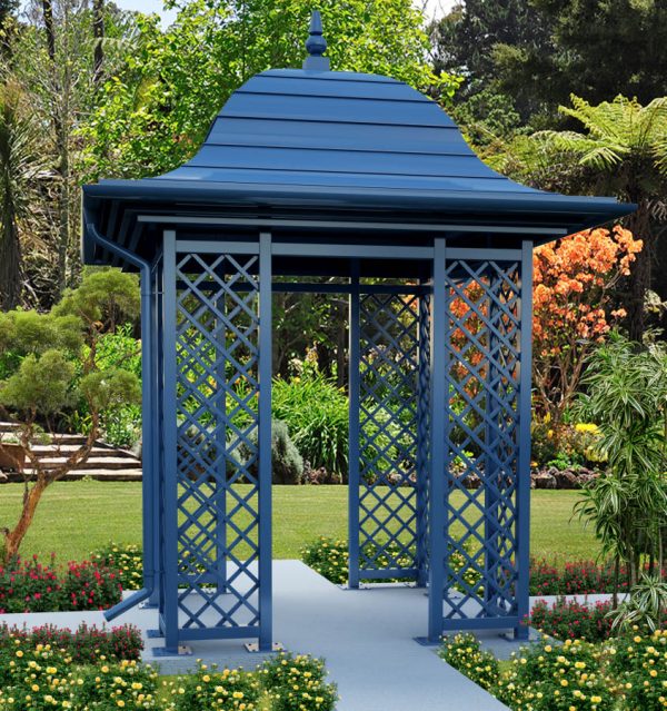 Repräsentativer Gartenpavillon aus Metall für besondere Gärten