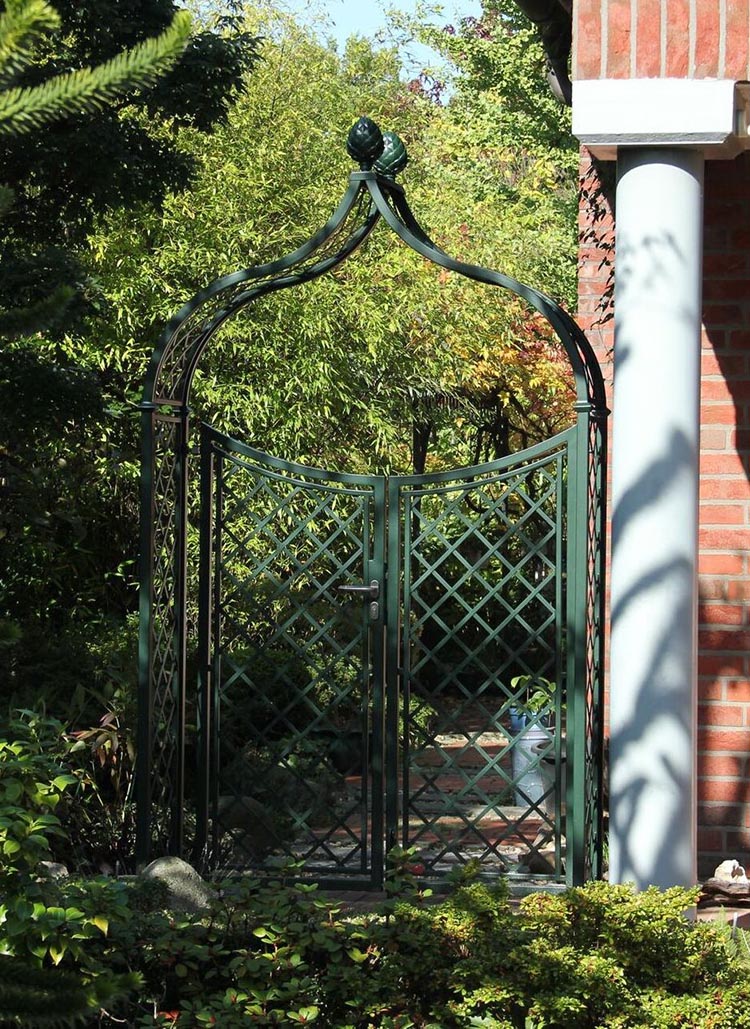 Metall Rosenbogen mit zweiflügeliger Gartentüre