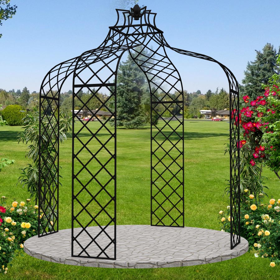 Ümmargune metallist paviljon roniroosidele Ümmargune metallist paviljon roniroosidele