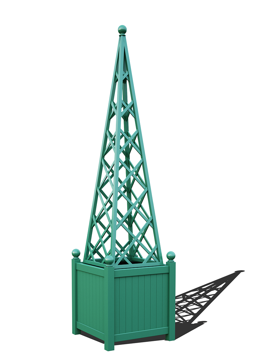 R23-PY-Y-Versailler Pflanzkübel mit Rankpyramide in RAL-6000 patina green