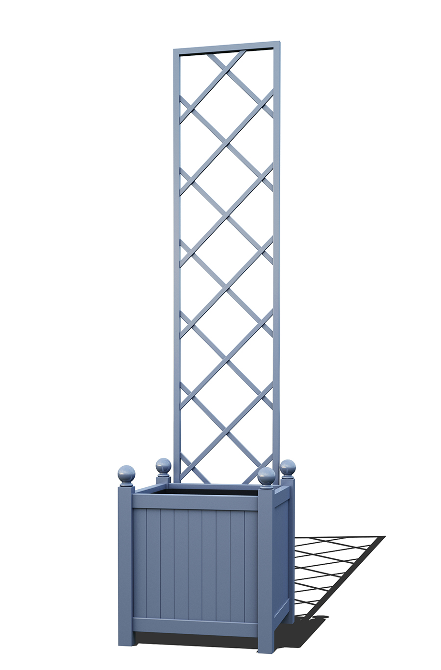 R23-Y-DLD-Versailler Pflanzkübel mit Rankgitter in RAL-5014 pigeon blue