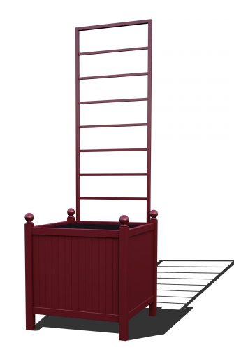 R24-Y-LLD-Versailler Park Metall Pflanzkübel mit abnehmbaren Rankgitter in RAL 3005 wine red