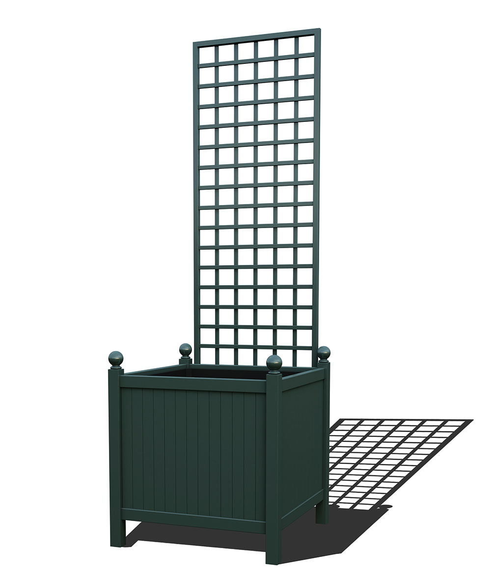 R24-Y-SHD-Versailler Park Metall Pflanzkübel mit abnehmbaren Rankgitter in RAL 6012 black green