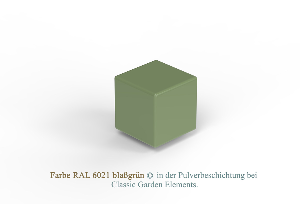 Farbe RAL 6021 blaßgrün in der Pulverbeschichtung bei Classic Garden Elements.
