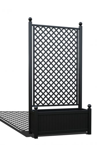 R17-A-DHD-Pikk metallist taimepott integreeritud võrega RAL 9005 tumemustas