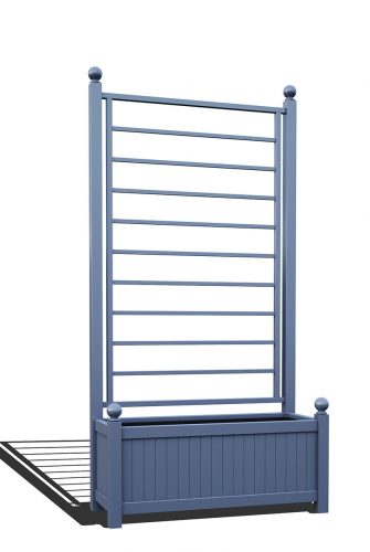 R17-A-LLD-pikk metallist taimepott integreeritud võrega RAL 5014 tuvisinises