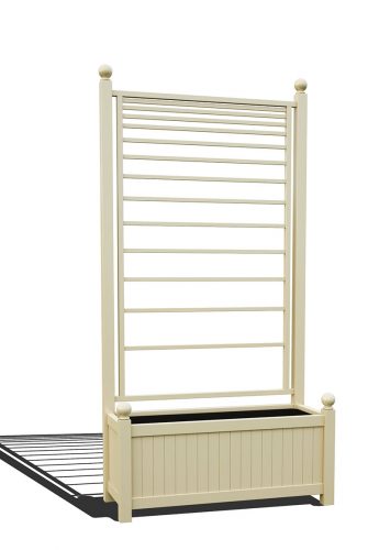 R17-A-PLH-Pikk metallist taimepott integreeritud võrega RAL 1015 heledast elevandiluust