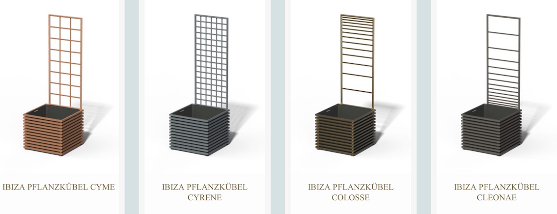 Quadratischer Metall Pflanzkübel Ibiza mit Rankgitter