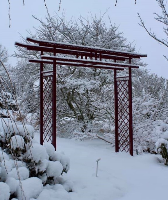 Japanischer Torbogen im Winter