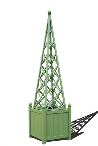 R23-PY-Y-Versailler Pflanzkübel mit Rankpyramide in RAL 6021 Hauptfoto