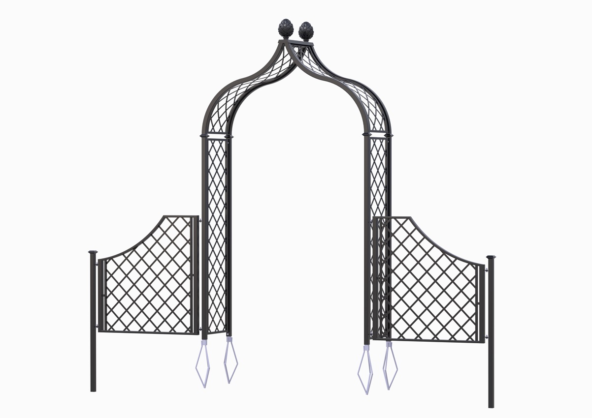 R5-152-VZN – Metall Rosenbogen Brighton mit Zaun R5-152-VZN - Metall Rosenbogen Brighton mit Zaun