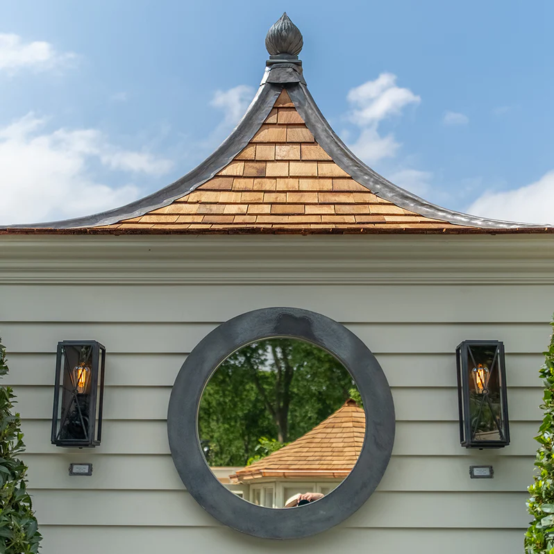 Specchio Da Giardino Rotondo Con Api E Fiori,  In Metallo E PVC, Decorazione Da Esterno Per Recinzioni E Terrazze