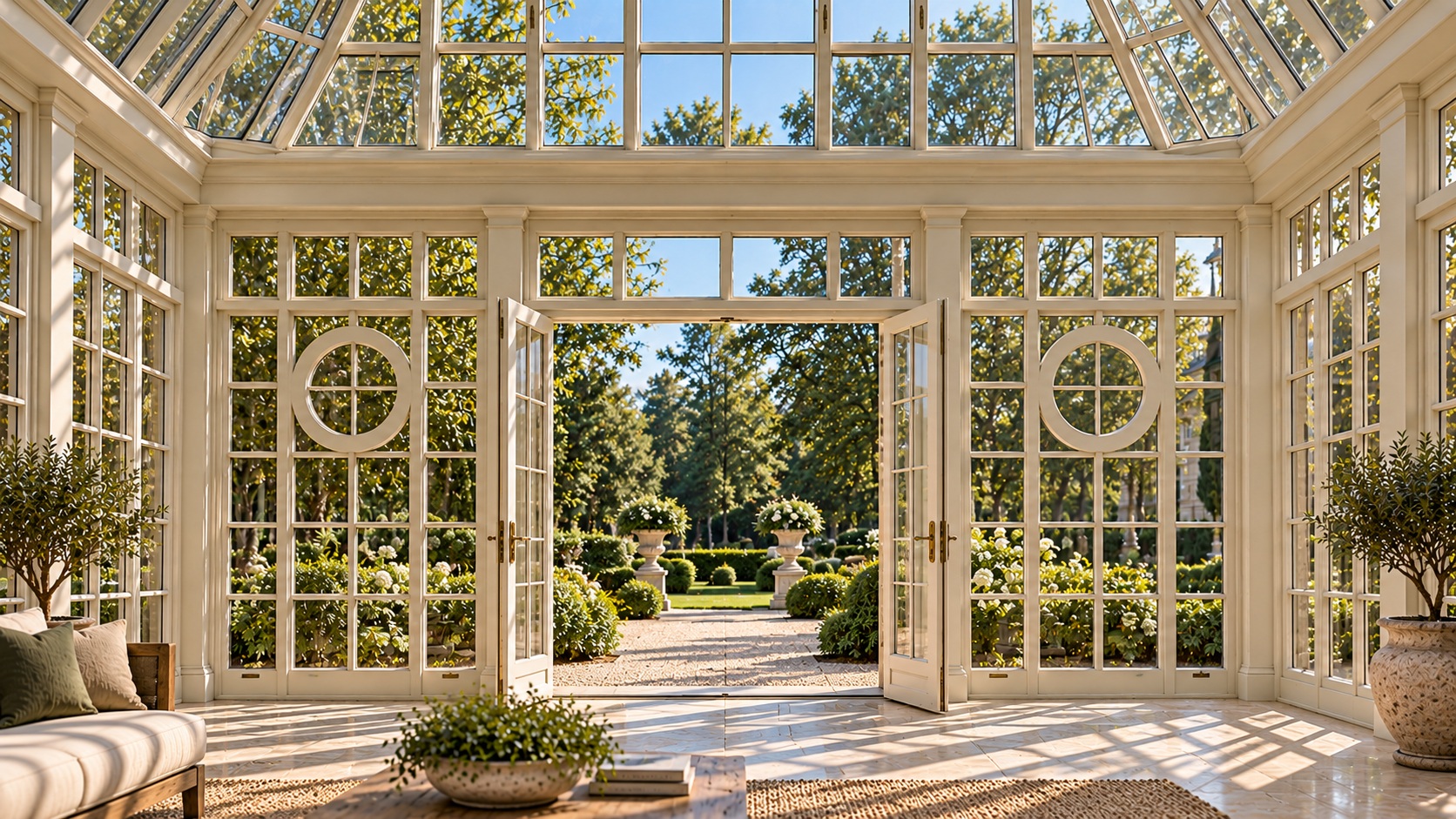 dale Wintergarten von Classic Garden Elements mit Blick in den Park dale Wintergarten von Classic Garden Elements mit Blick in den Park