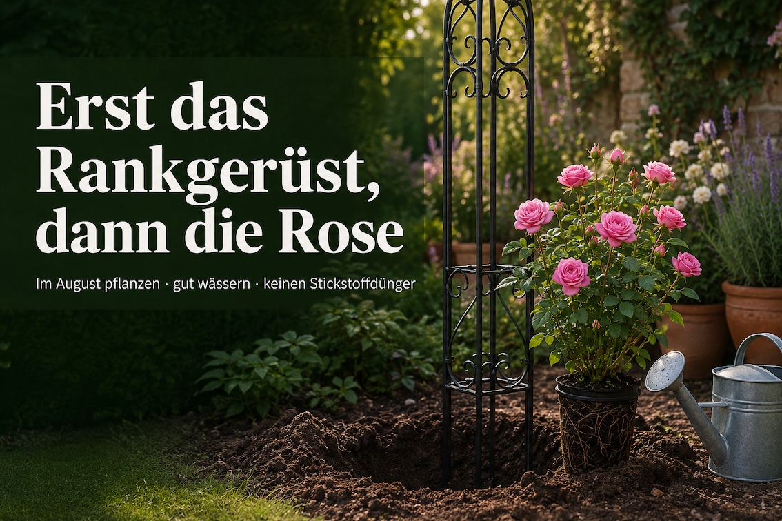 Erst Rankgerüst Metall dann Rose