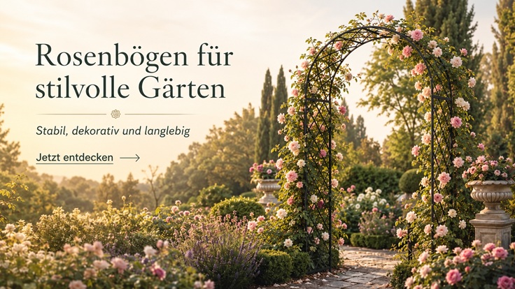 Der Rosenbogen R5-160-C aus Metall ist eine stabile und dekorative Rankhilfe für Kletterrosen und andere Kletterpflanzen. Mit seinem eleganten Design eignet sich der Rosenbogen R5-160-C ideal für eine stilvolle und romantische Gartengestaltung.